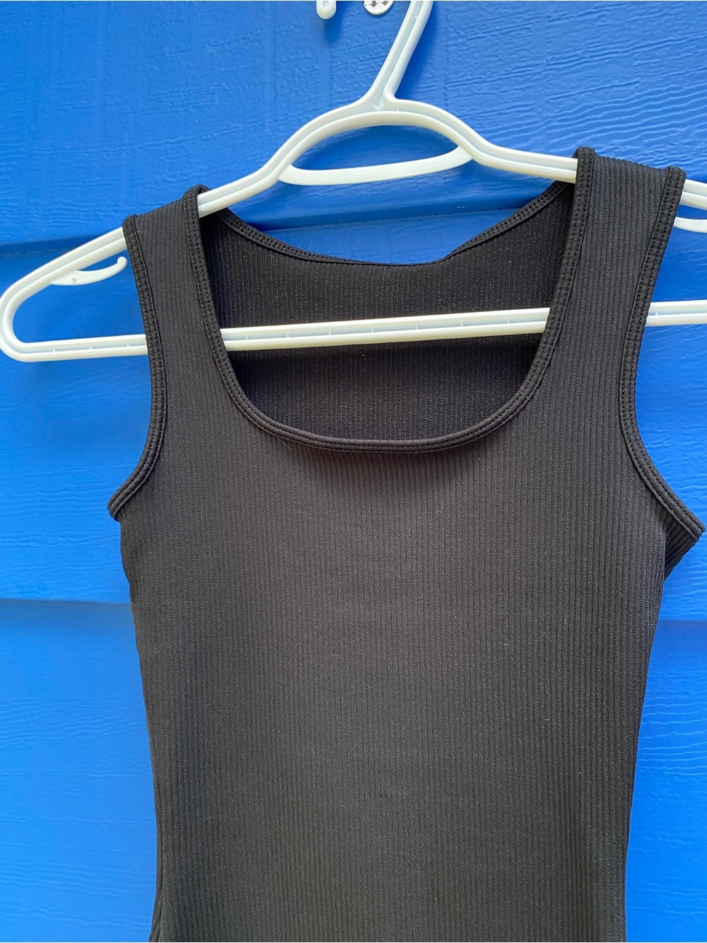 Black Ribbed One-Piece (Shorts/Tank Style) - Picture 3 of 5